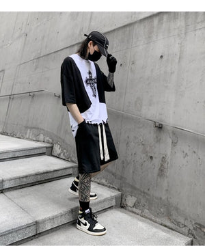 Casual Black Color Knee Length Shorts , - Streetwear Shorts - Slick Street