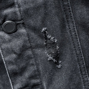 Coal Black Hooded Denim Jacket , - Streetwear Jacket - Slick Street