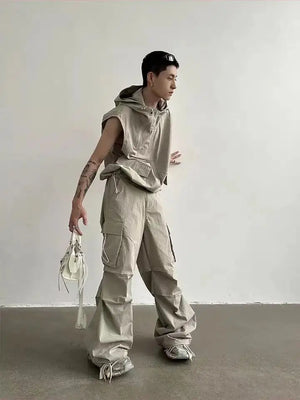 Pyro Ghost Sleeveless Cargo Pants Set , - Streetwear Tracksuits - Slick Street
