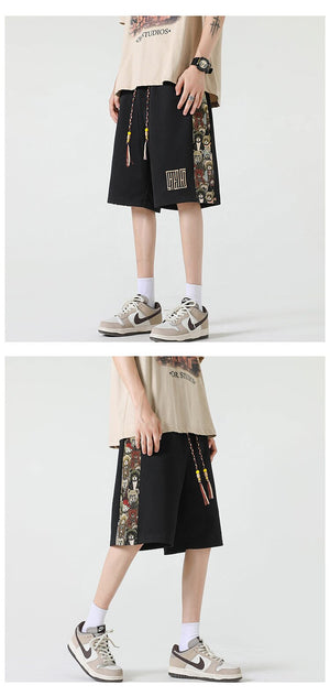 Kawaii Bear Side Patch Baggy Shorts , - Streetwear Shorts - Slick Street