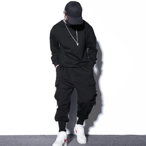 Harem Shadow Tone Ankle Rib Pants , - Streetwear Pants - Slick Street