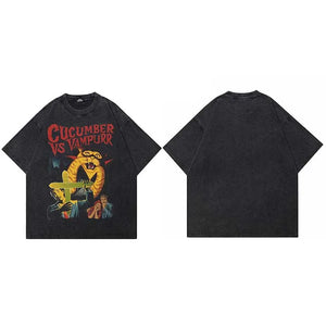 Cucumber Vs Vampurr T-Shirt Black, XS - Streetwear T-Shirts - Slick Street