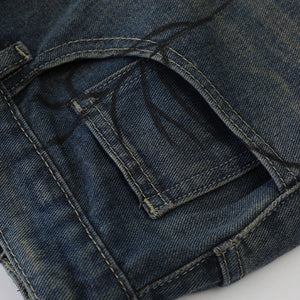 Nodok Spider Cobweb Blue Jean Shorts , - Streetwear Shorts - Slick Street