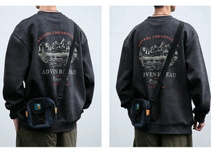 Gray Color Mountain Valley Design Sweater , - Streetwear Sweater - Slick Street