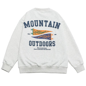 Adventure Mountain Outdoor Pullover Sweatshirt Beige, XS - Streetwear - Slick Street
