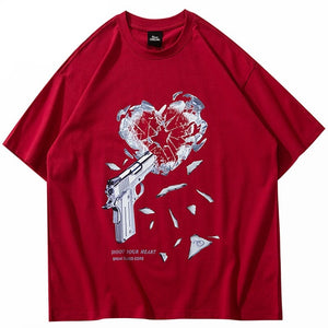 PLANET ONE SHOOT YOUR HEART T-Shirt , - Streetwear T-Shirts - Slick Street