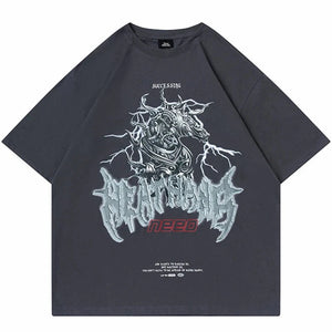 Successing Lighting Dragon Monster Loose T-Shirt , - Streetwear T-Shirts - Slick Street