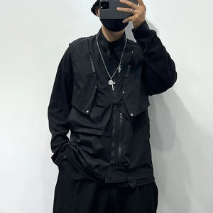 Dark Crow Sleeveless Zipper Vest , - Streetwear Vest - Slick Street