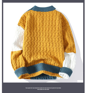 Chunky Twist Color Block Sweater , - Streetwear Sweater - Slick Street