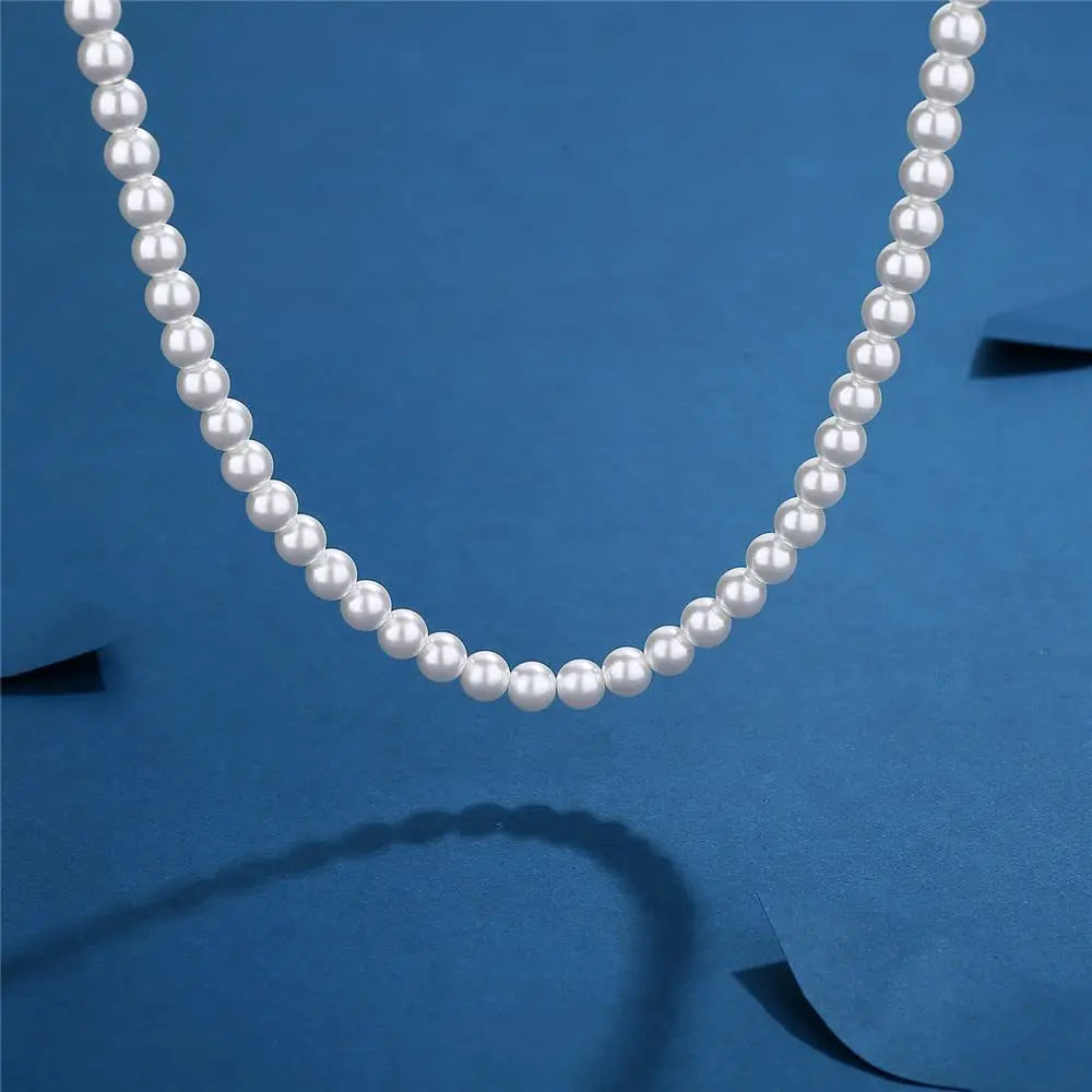 White Pearl Necklace ,  - Streetwear Necklace - Slick Street