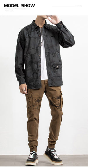 Classic Safari Camo Style Patch Pocket Jacket , - Streetwear Jacket - Slick Street