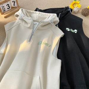 Workout Sleeveless Half-Zip Style Hoodie , - Streetwear Hoodie - Slick Street