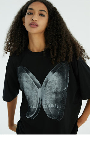 UNUSUAL ORIGINAL Butterfly Shadow Graphic T-Shirt , - Streetwear T-Shirts - Slick Street