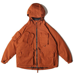 New Heights VA1 Hiking Multi-Pocket Puffer Jacket Orange, XS - Streetwear Jacket - Slick Street