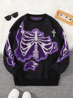 Pyro Skeleton Pullover Sweater Black, S - Streetwear Sweater - Slick Street