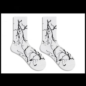 Bolt Lightning V1 Socks White, One Size - Streetwear Socks - Slick Street