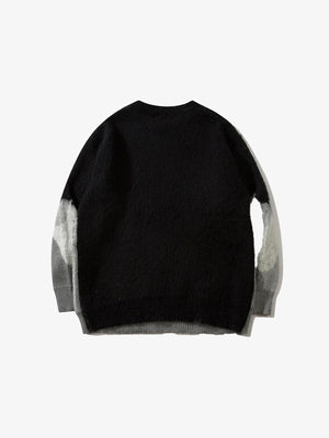 Cat Graphic Knitted Sweater , - Streetwear Sweatshirts - Slick Street
