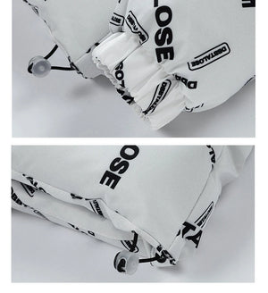 Writing Style Two Tone Zipper Padded Jacket , - Streetwear Jacket - Slick Street