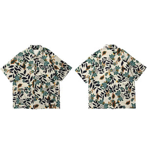 Colorful Floral Art Short Sleeves T-Shirt Blue, XS - Streetwear T-Shirts - Slick Street