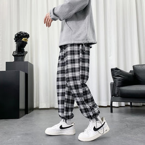 Black And White Checkered Pattern Pants , - Streetwear Pants - Slick Street