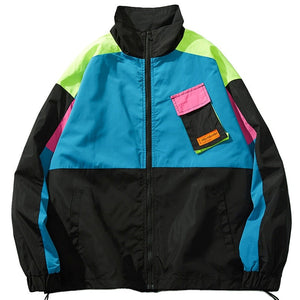 Multi Color Block Patchwork Pocket Jacket , - Streetwear Jacket - Slick Street