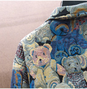 Teddy Bear Jacquard Jacket , - Streetwear Jackets - Slick Street
