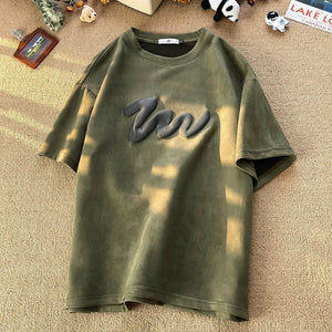 SP1 Suede T-Shirt Army Green, XXS - Streetwear T-Shirts - Slick Street