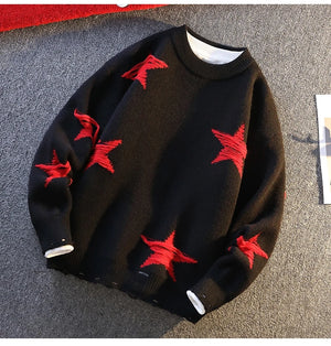 Pentagram Star Shaped Knitted Sweater , - Streetwear Sweater - Slick Street