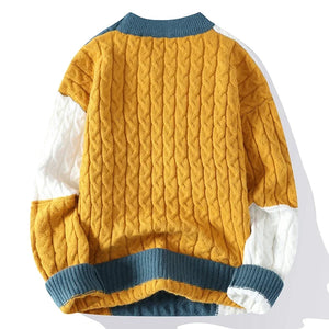 Chunky Twist Color Block Sweater , - Streetwear Sweater - Slick Street