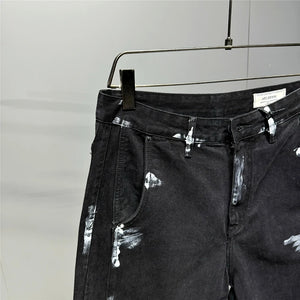 Ebony Black Splash Paint Style Pants , - Streetwear Pants - Slick Street