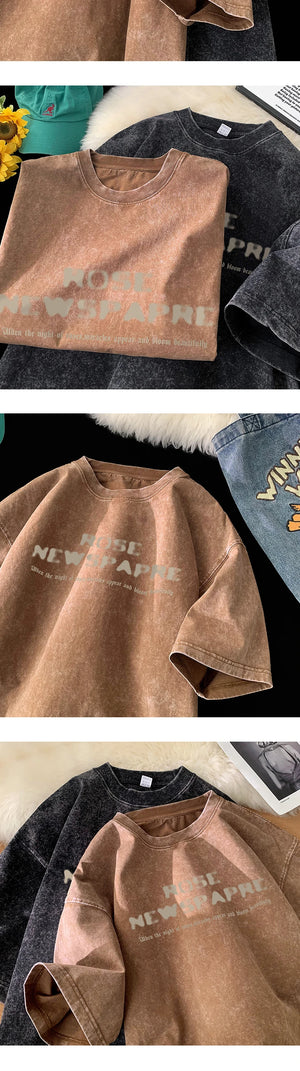 Bloom Rose Gothic Washed T-Shirt , - Streetwear T-Shirts - Slick Street