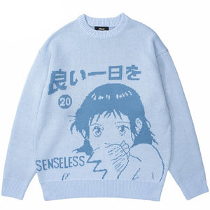 SENSELESS 20 Anime Knit Sweater ,  - Streetwear Sweater - Slick Street