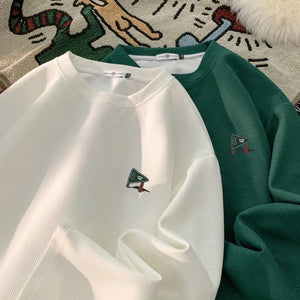 Drawstring Waffle Long Sleeve Pullover Shirt , - Streetwear Sweatshirts - Slick Street