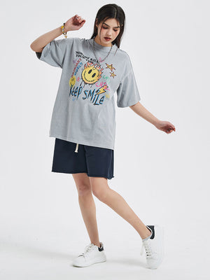 Keep Smile Graffiti Emoji Design T-Shirt , - Streetwear T-Shirts - Slick Street
