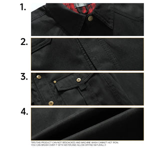 Flannel Lined Plaid Button-Up Jacket , - Streetwear Jacket - Slick Street