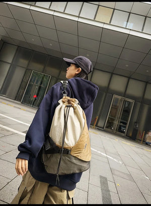 Two Tone Drawstring Backpack , - Streetwear Bag - Slick Street