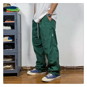 Straight Cut Nylon Loose Joggers , - Streetwear Pants - Slick Street