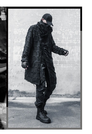 Mist Black Turtleneck Gothic Coat , - Streetwear Coat - Slick Street