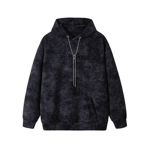 Tie-dye Coptic Cross Drawstring Hoodie Black, XS - Streetwear Hoodie - Slick Street