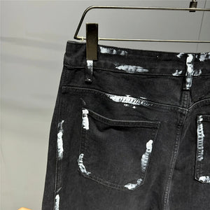 Ebony Black Splash Paint Style Pants , - Streetwear Pants - Slick Street