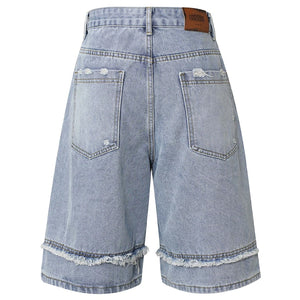 Vintage Loose Distressed Denim Shorts , - Streetwear Shorts - Slick Street
