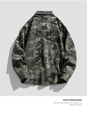 Camouflage Cotton Overshirt , - Streetwear Jackets - Slick Street