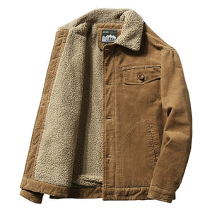 Corduroy Button Up Fleece Jacket coffee, XXS - Streetwear Jacket - Slick Street