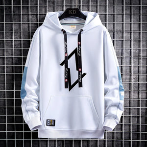 Double V Shape Pullover Hoodie White, XS - Streetwear Hoodie - Slick Street