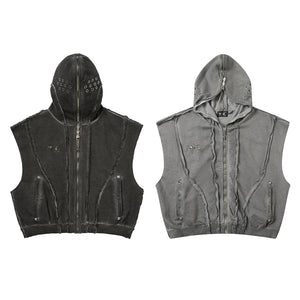 Punk Rock Gothic Ripped Style Sleeveless Hoodie , - Streetwear Hoodie - Slick Street