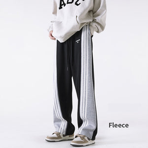 Three Bar Code Side Stripe Track Pants M, Gray - Streetwear Pants - Slick Street