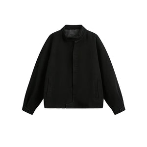 Plain Color Cropped Jacket Black, XS - Streetwear Jacket - Slick Street
