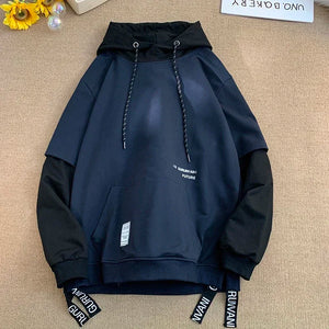 Black And Blue Color Two Piece Hoodie , - Streetwear Hoodie - Slick Street