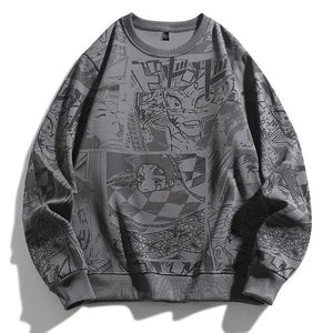 Demon Slayer Anime Sweater Dark Gray, XS - Streetwear Sweater - Slick Street