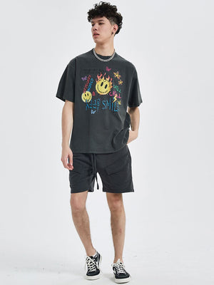 Keep Smile Graffiti Emoji Design T-Shirt , - Streetwear T-Shirts - Slick Street